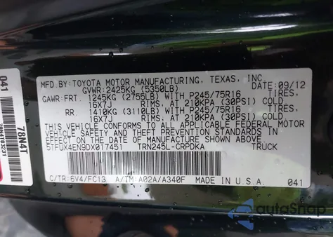 2013 Toyota Tacoma z USA, uszkodzony, nr VIN 5TFUX4EN9DX017451